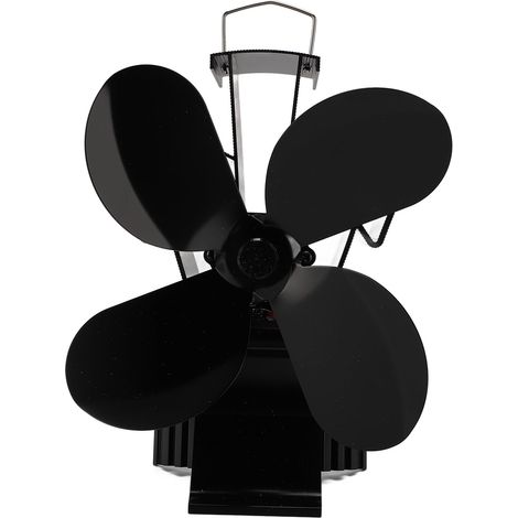 Ventilateur de cheminée à 4 pales avec thermomètre magnétique, ventilateur de circulation d'air alimenté par la chaleur pour poêle à bois domestique (1/5)