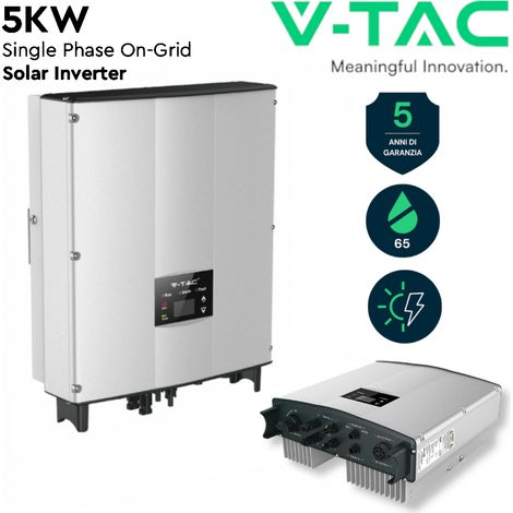 Inverter di rete On-Grid per impianto fotovoltaico, 5KW, monofase, garanzia 5 anni - V-TAC VT-6605105 11370 (1/5)