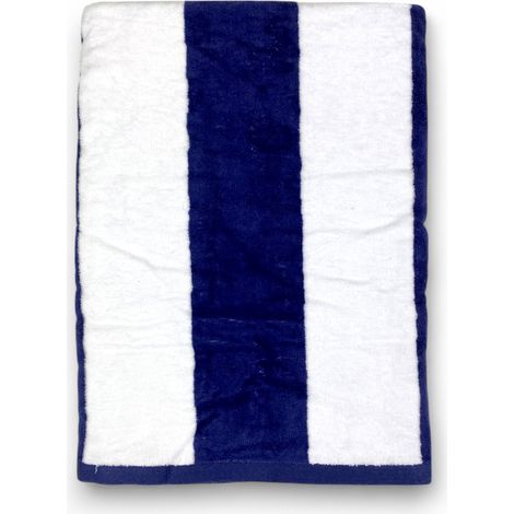 Serviette de plage en jacquard « Forte dei Marmi » Rayures Bleues 90×165 cm – Serviette de plage en coton éponge, élégante, abso