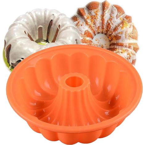 Cake Mold,Silicone Baking Molds 9.5 Inch Silicone Cake Pan, Easy Release Non Stick Fluted Tube Cake Pan for Cake, Jello, Gelatin, Bread