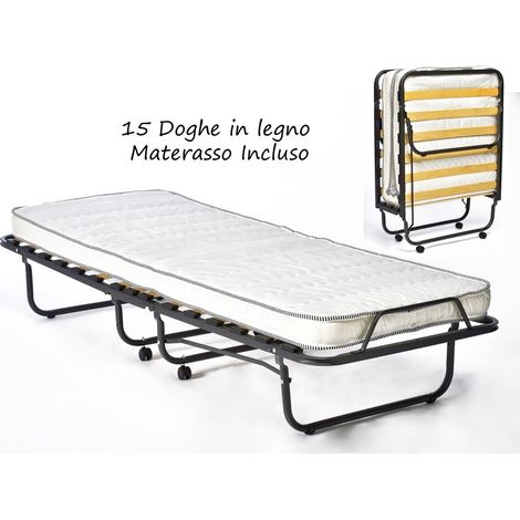 Brandina Pieghevole con Materasso 80x190 Letto Singolo Doghe Branda Poliuterano (1/3)