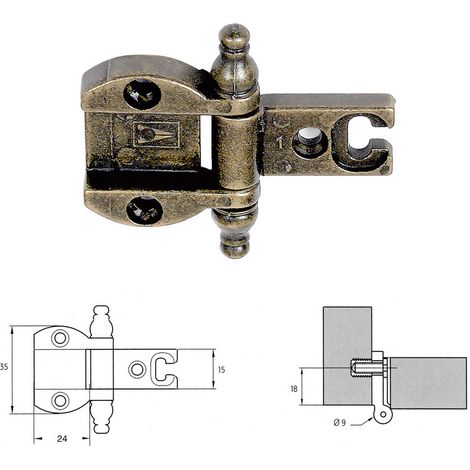 2PZ CERNIERA PER MOBILI 'A0055' bronzata