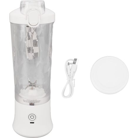 Blender portable 600 ml, 2 modes, 150 W, 18 000 tr/min, rechargeable par USB, batterie 4 000 mAh, couvercle anti-fuite, mini-gobelet pour smoothies, blanc (1/5)