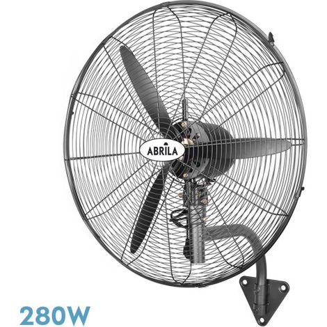 Ventilatore industriale da parete borrasca nero 3 velocità 280w 3 pale fisse e rotanti 90x81x30cm