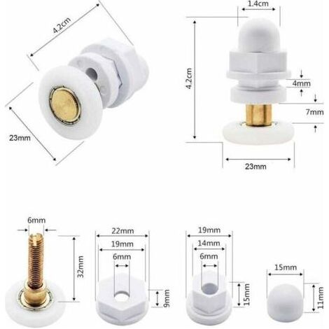 Lot de 4 Roulets en Laiton pour Portes de Douche Coulissantes - Accessoires de Quincaillerie Robustes pour Cabine de Douche (1/3)