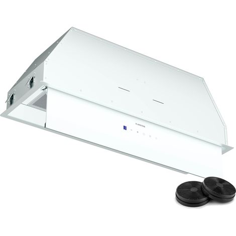 Klarstein Ventimate Hotte à Tiroir, 85cm Hotte Cuisine Aspirante avec Commande Tactile, 390 m³/h, Efficacité Énergétique A+, Moteur Silencieux, Éclairage LED, Filtre à Charbon, Blanc
