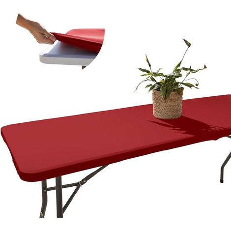 Rote rechteckige Tischdecke elastisch Anlässe Partytischdecke Geburtstagsdekoration 183 x 76 cm Gartentischdecke Tischdekoration für draußen vers (1/5)