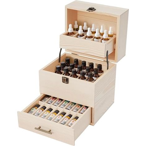 Boîte en bois à 59 emplacements pour huiles essentielles, support essentiel, boîte de rangement multifonction, pour vernis à ongles, huiles parfumées, rouge à lèvres et stockage de parfum (1/5)