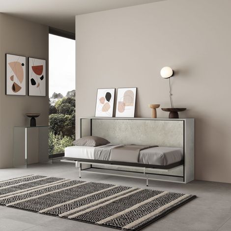 Letto singolo a scomparsa orizzontale NABOR Grigio 200x39xh97 cm (1/3)