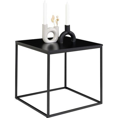 Tavolino d'appoggio Vita in nero con struttura in acciaio, 45×45×45 cm