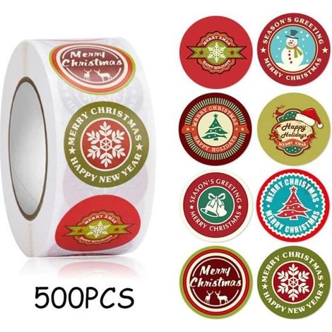 Weihnachtsaufkleber - Nicht spezifiziert - Runde Etiketten - 500 Stück - 2,5 cm - Kraftpapier