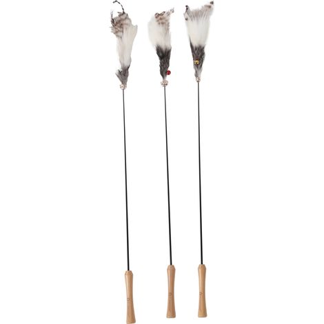 Jouet pour Chat Canne à pêche avec Jouet en Peluche – Plumes – Clochette – Longueur 57 cm – Aucun Choix de Couleur Possible (1/4)