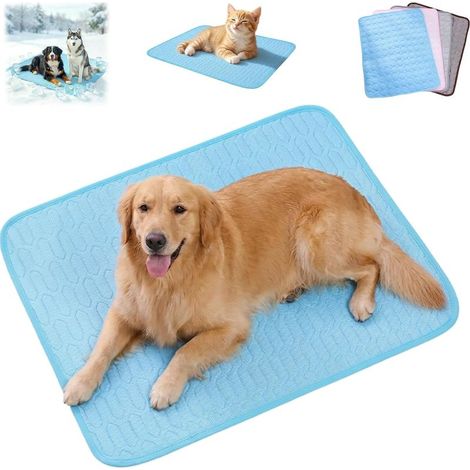 Tapis rafraîchissant pour chien gel imperméable portable, coussin été pour petits et grands chiens et chats,Bleu,S-50x40cm (1/5)