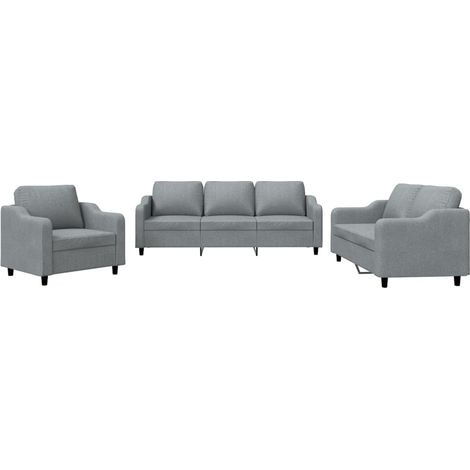 Ensemble de Canapé  Sofas 3 pcs avec coussins Gris clair Tissu (1/5)