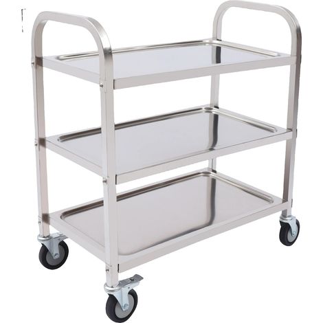 Chariot de service, acier inoxydable durable, design gain de place, Argent (1/2)
