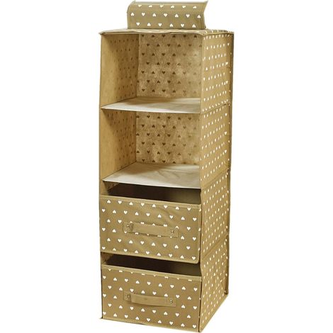 King Home ORDINATORE CON 2 CASSETTI BIG IN TNT BEIGE 30x30x80h cm (1/4)