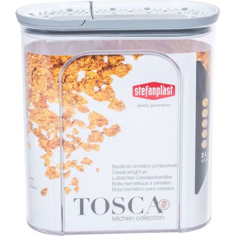 Stefanplast Barattolo Portacereali Tosca 2 Litri Grigio-Bianco
