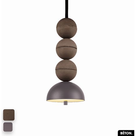 Lampe de suspension en béton - BOSFOR CONCRETE CHOCOLAT - SPARROW 3 BALLES LED 14W (1/2)
