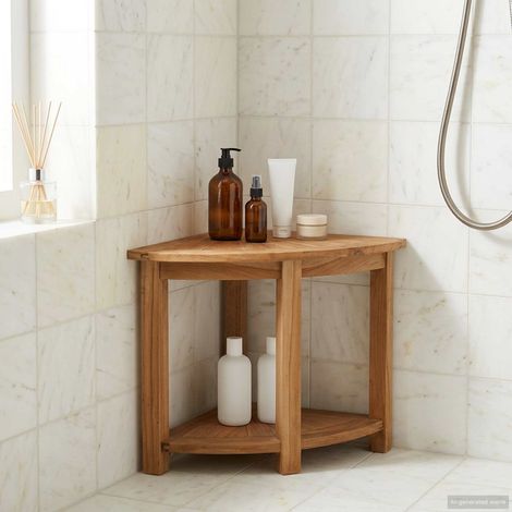 vidaXL Tavolo Laterale da Bagno Naturale 45 x 45 x 46 cm