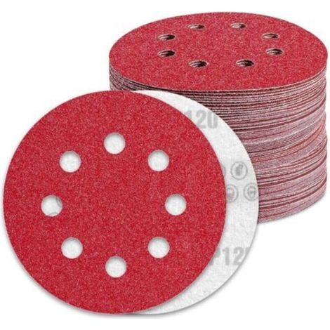 Disques Abrasifs 125mm Grain 120 Papier Poncer 100 Pièces 8 Trous Disque Poncage pour Ponceuse Excentrique,dyk. (1/4)