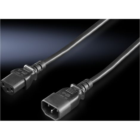 Rittal Strom Verlängerungskabel [1x Kaltgeräte-Stecker C14 - 1x Kaltgeräte-Buchse C13] 1.80 m Schwar (1/2)