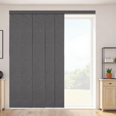 Store à Panneaux Occultants Verticaux sur Rail Extensible 116-218 cm Largeur, Panneau Japonais Ajustable jusqu'à 243 cm de Hauteur, pour Porte Coulissante, Séparation de Pièce, Fenêtres, Gris (1/5)