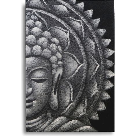Mandala Demi Bouddha Gris 60x80cm- Vendu par 1