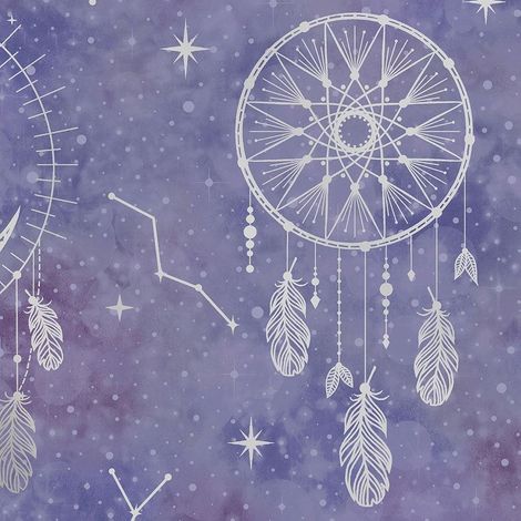 Holden Decor Dreamcatcher Purple Silver Wallpaper Stars Constellation Metallic (1/4)