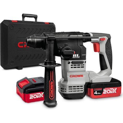 CROWN CT28001HX-4 BMC tassellatore demolitore sds-plus 2.3 J 20V 2 batterie 4 Ah