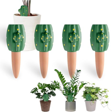 Oyas a Planter Terre Cuite, 4 Pièces Arrosage Goutte à Goutte Ollas Terre Cuite Arrosage Automatique Plantes Irrigation Goutte a Goutte Bouteille pour Jardin Maison Intérieur Extérieur (1/5)