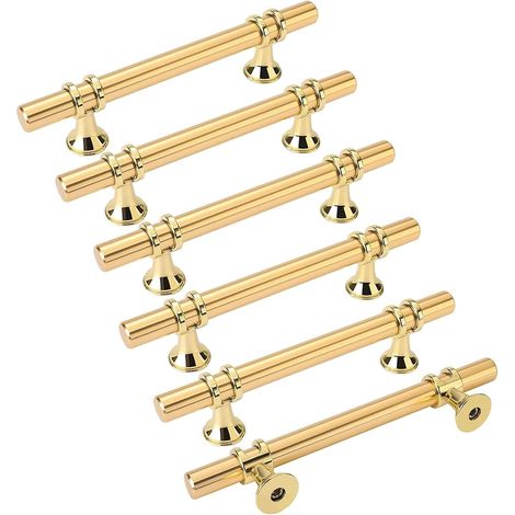 6 Stück goldene Möbelgriffe, goldener Griff – Küchentürgriff, Schubladengriff, Messing, goldene Möbelgriffe, Achsabstand 96 mm