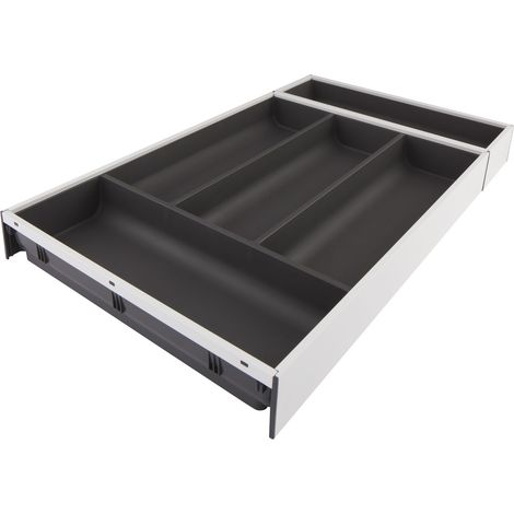 Blum Ambia-Line Besteckkasten 524x300x50, Stahl seidenweiß oriongrau matt (1/3)