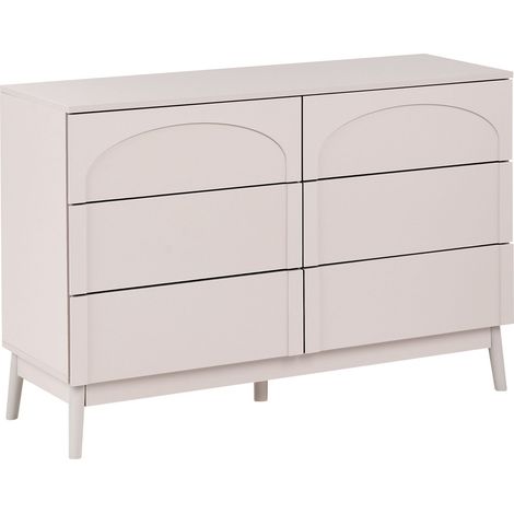 Chest of Drawers Light Beige Particle Board 6 Drawers Modern Design Pine Wood Legs Bedroom Living Room BOULIA (1/5)
