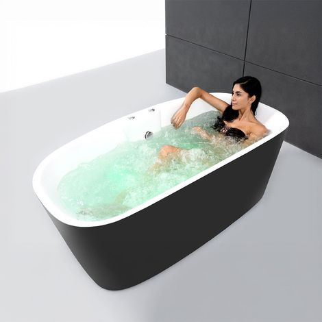 Baignoire Balnéo Tao black Bulle 170 x80 x65 cm, by SPALINA
