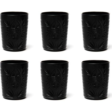Color Tumbler Lot de 6 verres en verre décorés, multicolore, décor en relief, 350 ml, 8 x 10 cm (Noir) (1/4)
