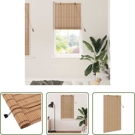 Store en bambou - Store enrouleur avec des rideaux Nature 90 x 160 cm Bambou (1/5)