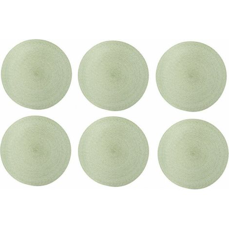 Set mit 6 runden Platzsets – 33 cm Durchmesser – Grün – Versandkostenfrei