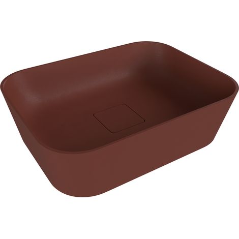 Vasque à poser BANERA SQUARE, marbre coulé, 50x36cm, marron mat (1/4)