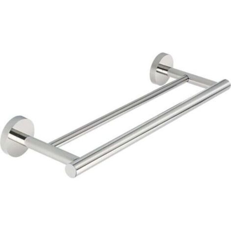 Bathroom Towel Rack Double Bars Wall Mounted Towel Ring, SUS304 Stainless Steel Polished Chrome Towel Rack Wall Mounted Length (1/4)