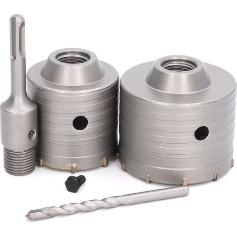 Lot de 5 forets carotte béton acier 45 alliage YG8 pour perceuse murale maçonnerie pierre brique 65 80mm argent (1/5)