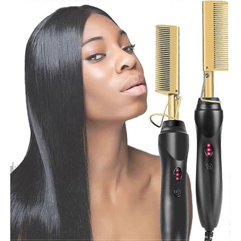 Lisseur chauffant 2023, lisseur électrique en H pour cheveux afro épais, perruques, anti-chaleur portable Ing1pc Changzhao (1/5)