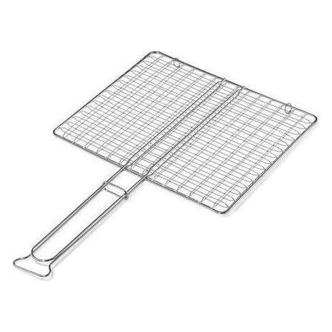 Graticola a rete doppia Ompagrill 30 x 40 cm in acciaio cromato con manico in bamboo (1/2)