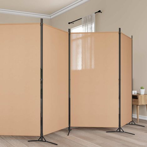 vidaXL Paravento a 5 Pannelli Beige 433 x 180 cm Tessuto