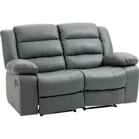 Sofá reclinable de 2 plazas con respaldo dividido y reposapiés, 168x98x102 cm, gris. (1/5)