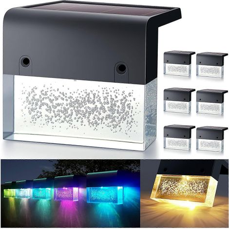 Lampes solaires LED étanches pour terrasse, escaliers et jardin, 10 lumens, lot de 6, noires