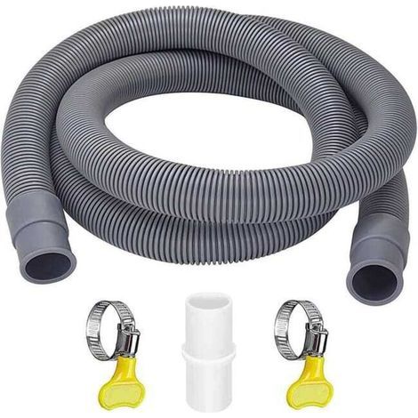 Drain hose - for front-loading washing machines - with two clamps and an extension - suitable for 20-25 mm connections - 5 m (1/4)