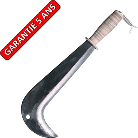 Serpe italienne 29 cm – Manche cuir naturel – Acier C50 trempé à l'huile – Outil pour débrancher au bois dur – Outils Perrin