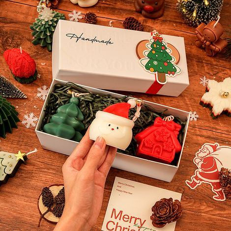 Bougies parfumées de Noël en forme de sapin et de renne, bougies artisanales décoratives, coffret cadeau festif, décoration de Noël pour maison, table et fête (1/5)
