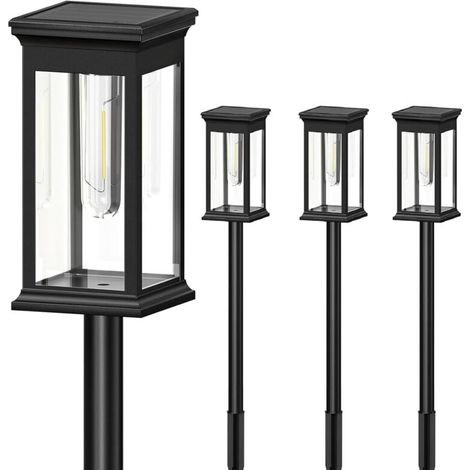 Solar-Gartenleuchten für den Außenbereich, 4er-Pack, automatische Ein-/Ausschaltfunktion, IP65 wasserdicht, warmweißes Solar-Gartenlicht für Rasen, Terrasse und Hof (1/4)