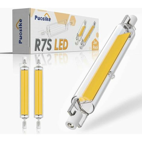 VURAHOME - R7S LED 118mm Dimmable 1200LM, 20W Ampoule R7S LED Blanc Chaud 3200K, Remplacement J7S Halogne 180W-200W Lampe, R7S LED COB Haute Lumire Linaire, clairage faisceau 360 , AC 220-240V, 2 Pcs (1/5)